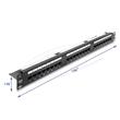 Delock Spojovací panel rozměru 19”, 1U, 24 portový, kat. 6 s LED a odlehčovací lištou, nestíněný, černý