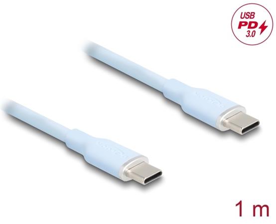 Delock USB 2.0 kabel USB Type-C™ samec na samec PD 3.0 60 W 1 m modrý Silikon