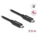 Delock USB 80 Gbps kabel USB Type-C™ samec na samec 16K 60 Hz PD 3.1 240 W E-Marker koaxiál 0,5 m černá