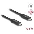 Delock USB 80 Gbps kabel USB Type-C™ samec na samec 16K 60 Hz PD 3.1 240 W E-Marker koaxiál 0,5 m černá