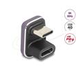 Delock USB-C adaptér 180° úhel 40 Gb/s PD 3.1 240 W samec na samici ve tvaru U 8K 60 Hz kovový