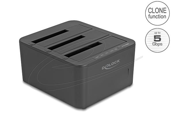Delock USB dokovací stanice pro 3 x SATA HDD / SSD s funkcí klonování 1:2