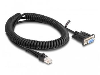 Delock Vinutý kabel ze zástrčkového konektoru RJ50 na samice konektor D-Sub 9, délky 1,5 m, černý