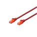 Digitus Patch Cable, CAT 6 UTP, AWG 26, měď, červený 1m