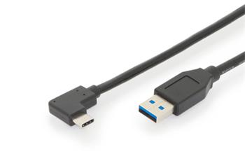 Digitus Připojovací kabel USB 3.1, C 90o úhlový k A M/M, 1,0 m, Gen2, 3A, 10 GB, verze 3.1, CE, bl