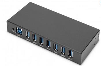 Digitus USB 3.0 HUB, 7 Port, Industrial, Metal incl. PSU 15-kV ESD, Table, Wall, DIN Rail mount