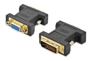 Ednet Adaptér DVI, DVI (24 + 5) samec na HD15 (VGA) samice, DVI-I duální propojení, černý, zlato