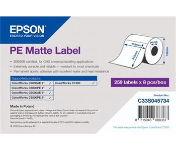 EPSON PE Matte Label - Die-Cut Roll: 105mm x 210mm, 259 labels