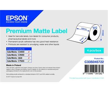 EPSON Premium Matte Label - Die-cut Roll: 102mm x 51mm, 2310 labels