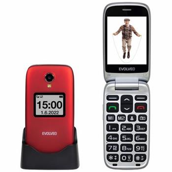 EVOLVEO EasyPhone FS, vyklápěcí mobilní telefon 2.8" pro seniory s nabíjecím sto
