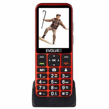 EVOLVEO EasyPhone LT, mobilní telefon pro seniory s nabíjecím stojánkem (červená