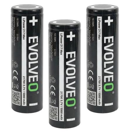 EVOLVEO LiPower 217 Max 5000 – Li-ion baterie 21700 (3.7 V / 5000 mAh) 3 ks