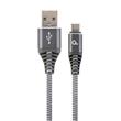 GEMBIRD CABLEXPERT Kabel USB 2.0 AM na Type-C kabel (AM/CM), 1m, opletený, šedo-bílý, blister, PREMIUM QUALITY