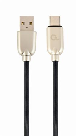 GEMBIRD CABLEXPERT Kabel USB 2.0 AM na Type-C kabel (AM/CM), 2m, pogumovaný, černý, blister, PREMIUM QUALITY