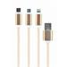 GEMBIRD CABLEXPERT Kabel USB A Male/Micro B + Type-C + Lightning, 1m, opletený, zlatý, blister