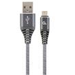 GEMBIRD prémiový nabíjecí a datový kabel Micro-USB, opletený bavlnou, 1 metr, šedo-bílý