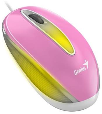 Genius DX-Mini / Myš, drátová, optická, 1000DPI, 3 tlačítka, USB, RGB LED, růžov