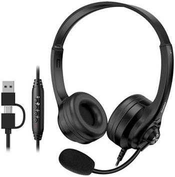 Genius HS-235U AI, Headset, drátový, náhlavní, mikrofon, Copilot, ovládání hlasi