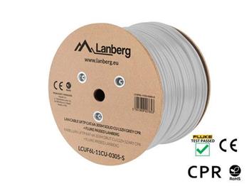 LANBERG LAN KABEL CAT.6A UFTP 305M SOLID CU LSZH GREY CPR + FLUKE PASSED