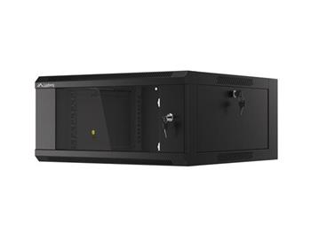LANBERG Nástěnná jednodílná skříň 19", 4U 570x600 snadná a rychlá montáž (v rozloženém stavu) černá (RAL9004)