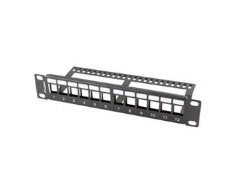 LANBERG PATCH PANEL 12 PORTŮ 1U S ORGANIZÉREM PRO KEYSTONE MODULY ČERNÝ