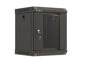 LANBERG RACKOVÁ SKŘÍŇ 10" PRO MONTÁŽ NA STĚNU 6U/300X300 (v rozloženém stavu) S PROSKLENÝMI DVEŘMI ČERNÁ