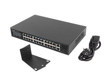 LANBERG SWITCH 24X 100MB POE+/2X COMBO RACK 19" GIGABITOVÝ ETHERNET 250W
