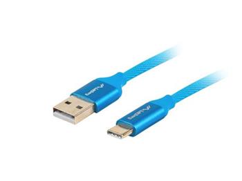 LANBERG USB-C (M) na USB-A (M) 2.0 kabel 1,8m, modrý, rychlé nabíjení 3.0