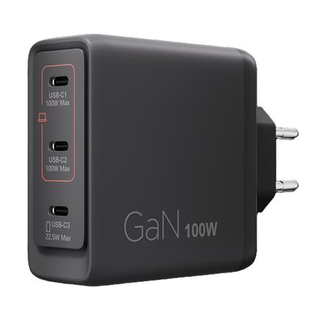 Lenovo CONS Multi-port USB-C 100W GaN Charger = napájecí adaptér s 3x UBS-C v černé barvě