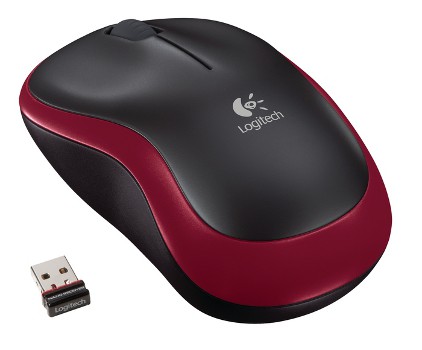 Logitech myš Wireless Mouse M185, optická, 3 tlačítka, červená,1000dpi