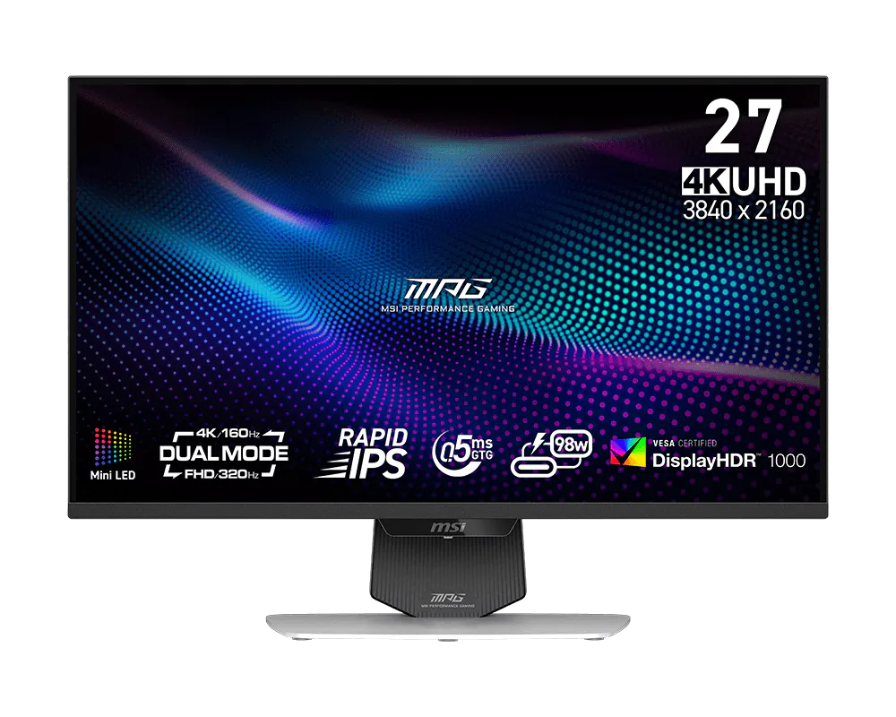 MSI Gaming monitor MAG 274UPDF E16M,27" Rapid IPS Mini-LED/3840x2160(UHD)/160Hz/0,5ms/2xHDMI/DP/USB-C/výš.nast./pivot/černá