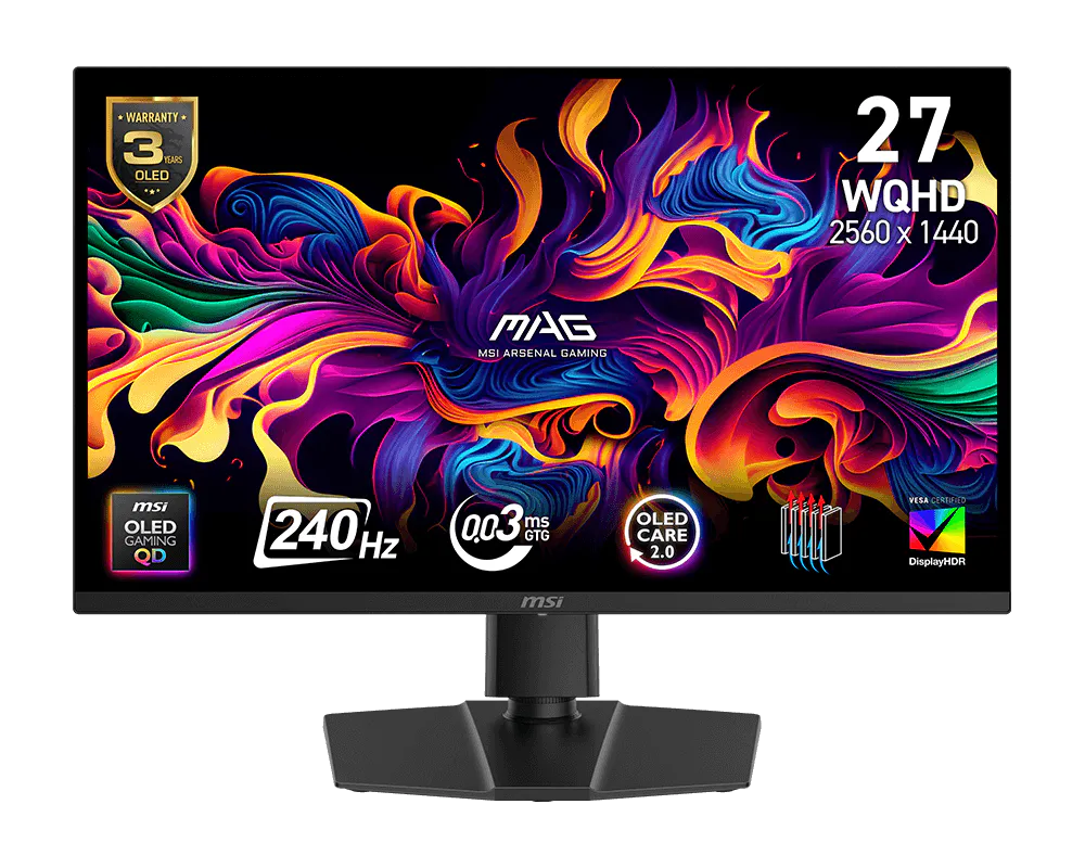 MSI MAG 273QP QD-OLED X24 Gaming monitor 26,5" QD-OLED/2560x1440(WQHD)/240Hz/0,03ms/2xHDMI/DP/USB-C/Výšk.nast/Pivot/černá