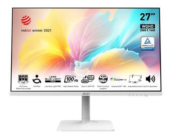 MSI monitor Modern MD272QXPW, 27" IPS/2560 x 1440 (WQHD)/100Hz/1ms/HDMI/DP/USB/U