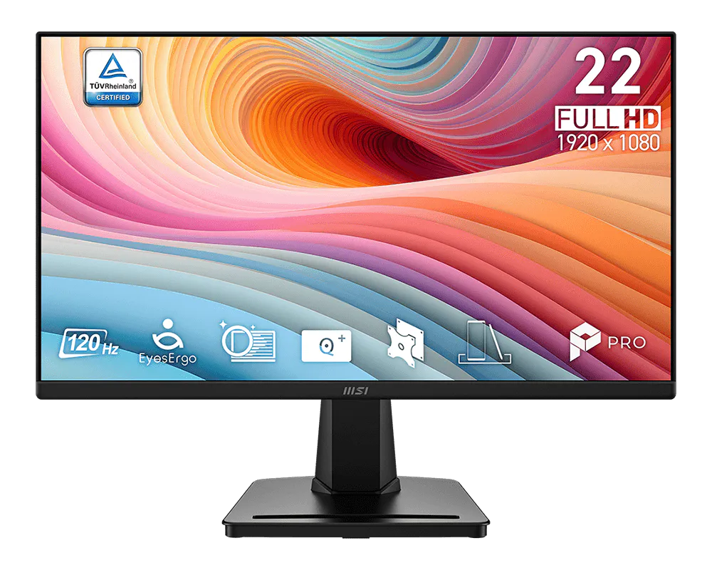 MSI monitor PRO MP225 E12VL, 21,5" VA/1920 x 1080 FHD/120Hz/1ms/HDMI/D-Sub/černá