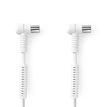 Nedis CSGB40120WT15 - Koaxiální Kabel 120 dB | 75 Ohm | 4x Stíněný | úhlový | Zástrčka - Zásuvka | 1,5 m | Bílá