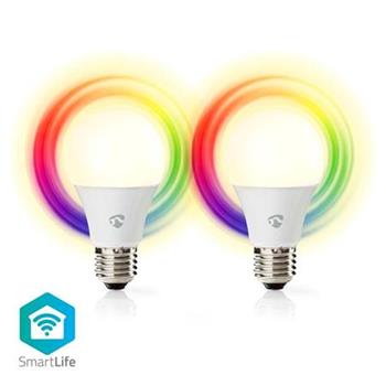 Nedis WIFILRC20E27 - SmartLife LED žárovka | Wi-Fi | E27 | 806 lm | 9 W | RGB / Warm to Cool White | Android / IOS, /2ks