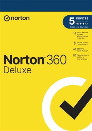 NORTON 360 DELUXE 50GB +VPN 1 uživatel pro 5 zařízení na 3 roky