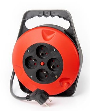 OMEGA 4-ZÁSUVKOVÝ PRODLUŽOVACÍ KABEL ZATAHOVACÍ BUBEN 8M 16A FRANCOUZSKÁ ZÁSTRČKA