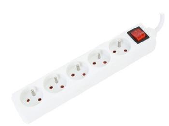 OMEGA Prodlužovací zásuvková lišta s 5 zásuvkami WITH BASIC SURGE PROTECTION 5,0M 16A 5 SOCKET TYPE E FRENCH WHITE