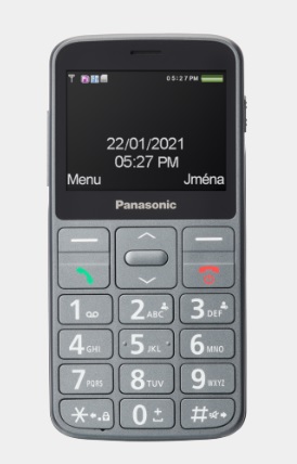 Panasonic KX-TU160EXG mobilní telefon pro seniory - barevný displej 2,3", fotoaparát, USB-C, šedý