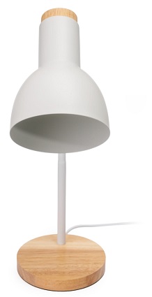 PLATINET stolní lampa MARMA E27, dřevěná základna, bílá