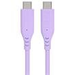 PremiumCord Silikonový kabel s konektory USB-C 60W 480Mbps fialový extra měkký 1,5m
