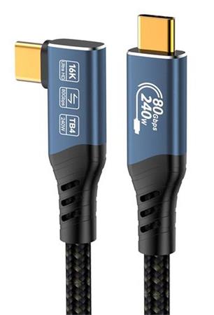 PremiumCord USB4™ Version2.0 80Gbps 16K@60Hz 240W Thunderbolt 3 a 4 kabel zahnutý 0,8m