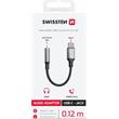 SWISSTEN AUDIO ADAPTÉR TEXTILE USB-C (samec) / 3,5mm AUX 0,15 M ČERNÝ (nahrazuje 73501301)