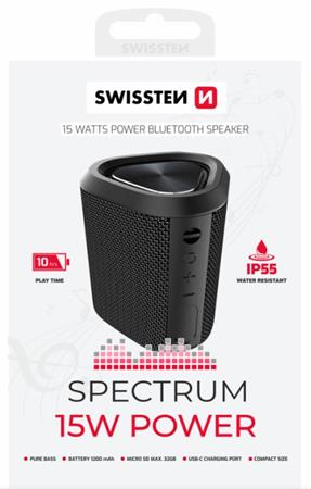 SWISSTEN BLUETOOTH REPRODUKTOR SPECTRUM 15 W ČERNÝ