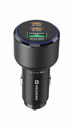 SWISSTEN CL ADAPTÉR 2x USB-C PD + USB-A, 95W ČERNÝ