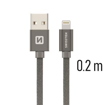 SWISSTEN DATA CABLE USB / LIGHTNING TEXTILE 0,2M GREY