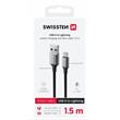 SWISSTEN DATOVÝ KABEL TEXTILE II USB / LIGHTNING 1,5 M ČERNÝ