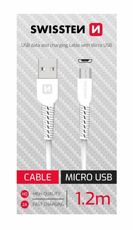 SWISSTEN DATOVÝ KABEL USB/MICRO USB BÍLÝ 1,2M (SAMOPRODAVAČ)