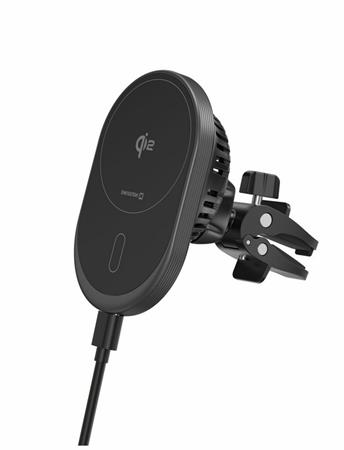 SWISSTEN MAGNETICKÝ DRŽÁK DO VENTILACE AUTA MagRide S BEZDRÁTOVÝM NABÍJENÍM Qi2 15W (kompatibilní s MagSafe)